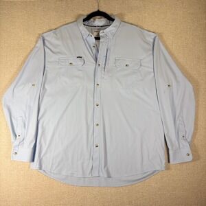Poncho Outdoors Fishing Shirt Mens XXL Blue Magnetic Pockets Long Sleeve Hiking